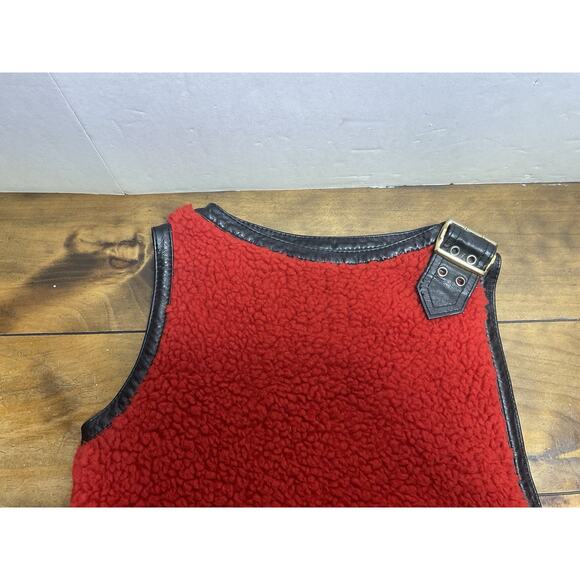 VTG Francesca For Damon Fleece Pile Leather Trim Vest size 12 Italy - Picture 2 of 12